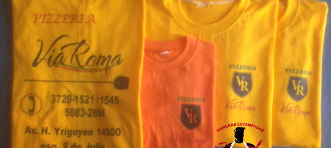 Remeras y Delantales Estampados para Pizzería Vía Roma Remeras y Delantales Estampados para Pizzería Vía Roma