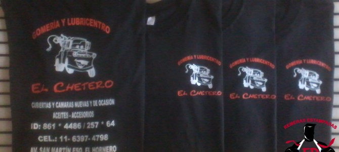 Remeras Estampadas para Gomería y Lubricentro «El Chetero»
